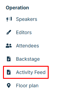 Operations panel showing Activity Feed option